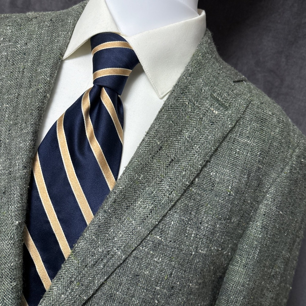 Suitsupply Sport Coat 38R Slim Havana Green EThomas Italian Silk Linen Cupro